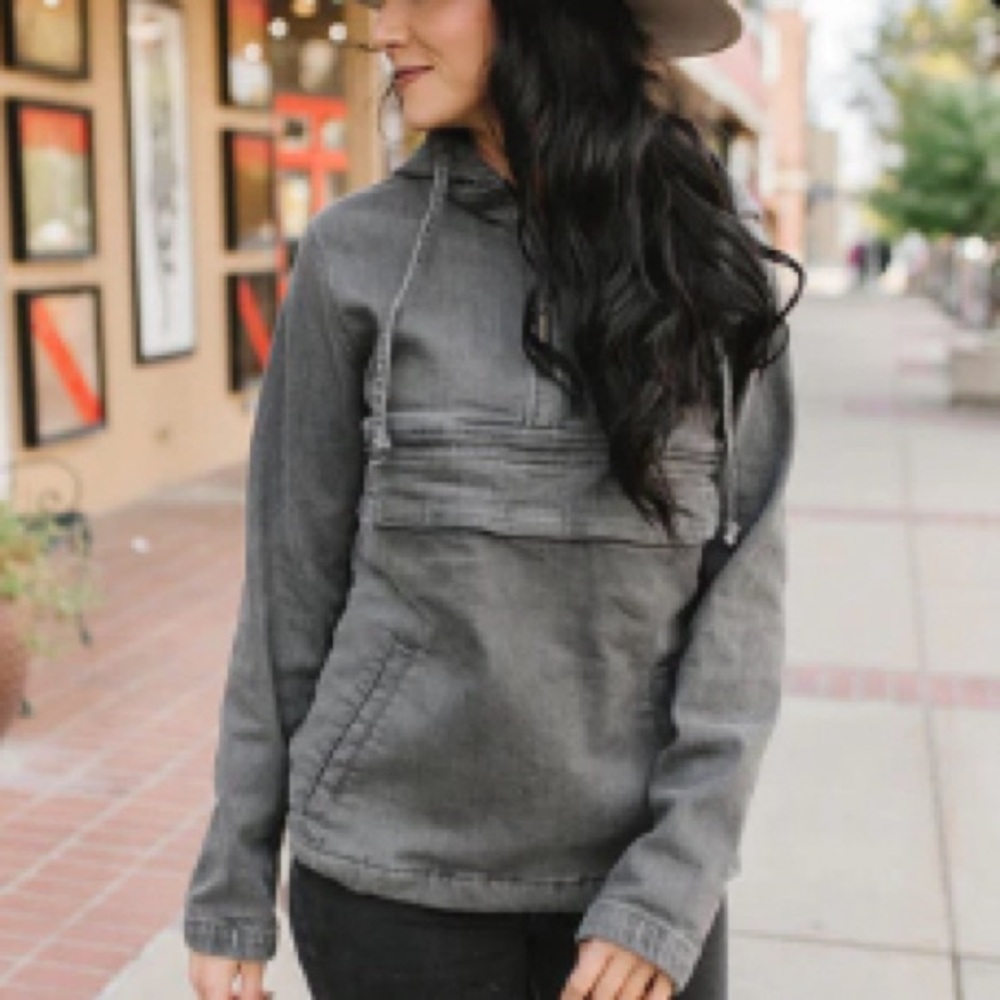 Grey Denim Hoodie